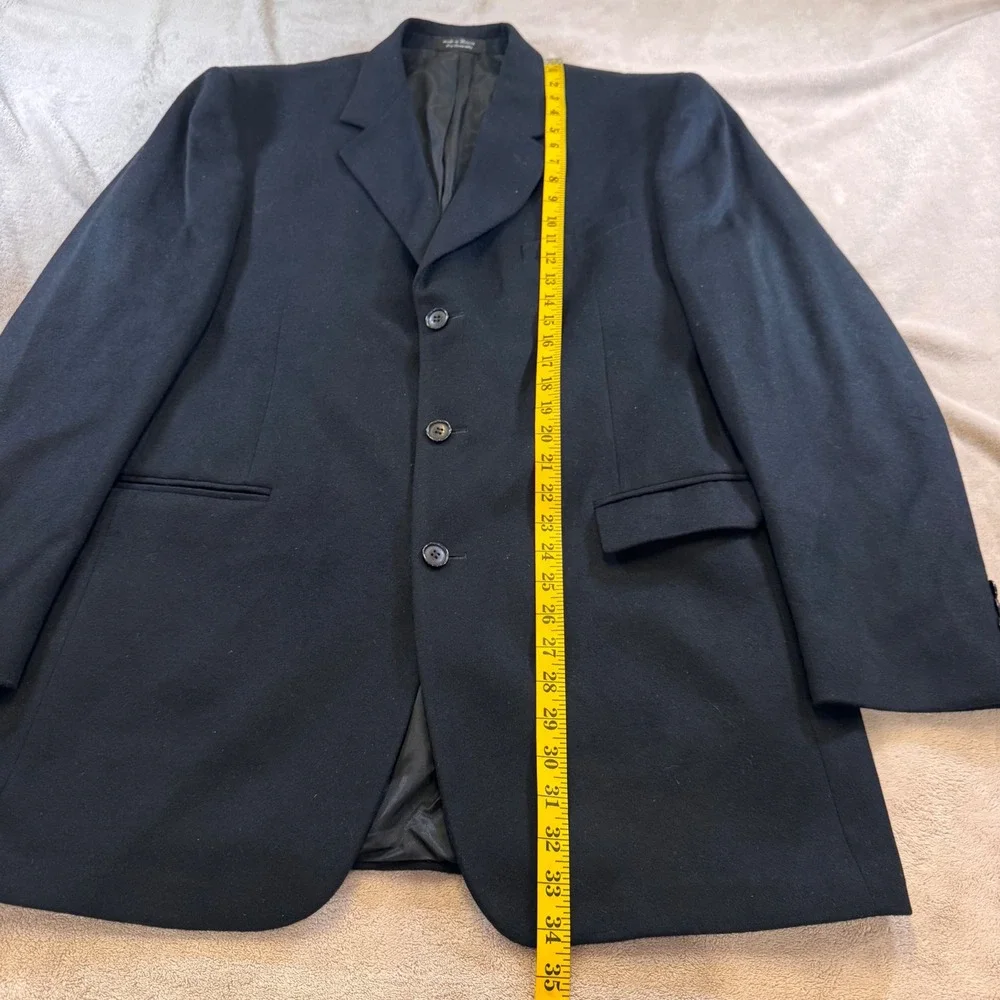 Executive 100% Cashmere Italian Fabric Blazer Jacket Black Sport Coat  SZ 44L
